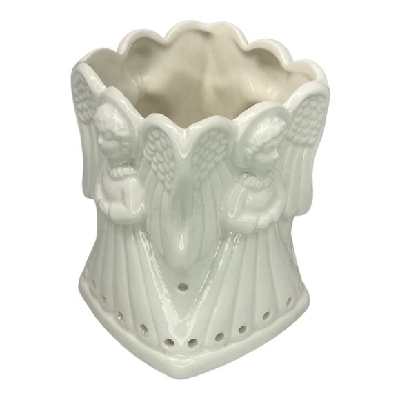 Porcelain Angel Candle Holder Designed by Carolina Handcrafted in Japan 4" x 3" - Picture 3 of 8